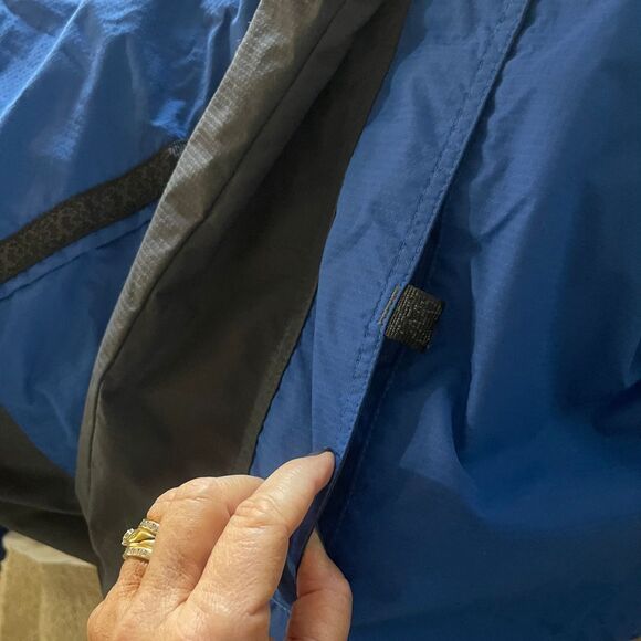 Columbia Men's Hooded Windbreaker Jacket Blue w/black trim Outdoor Hiking Zip-Up - Picture 6 of 13